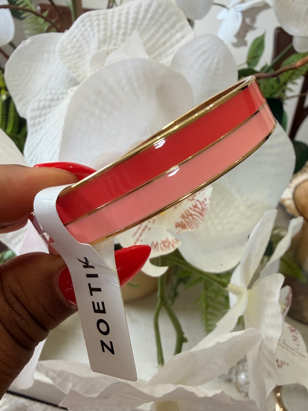 Zoetik Two-Tone Gold Trim Enamel Bangle